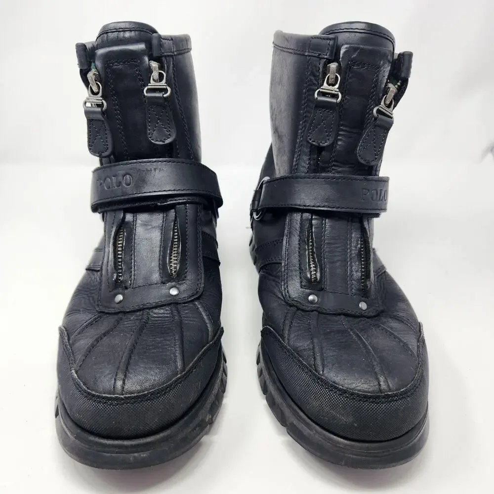 Polo Ralph Lauren Conquest Hi III Boots Mens Size 9D Black Leather Snow